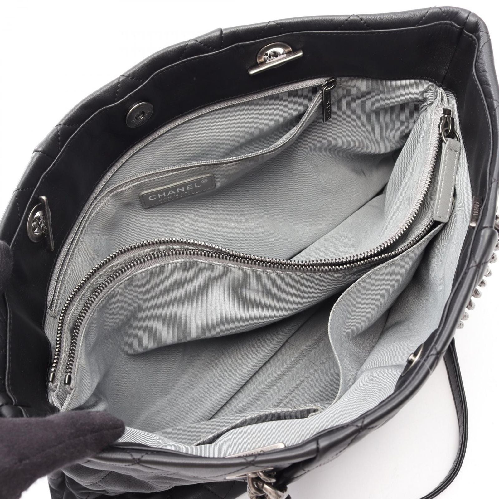 Chanel Tote Quilted Black Lambskin Chain — view 3
