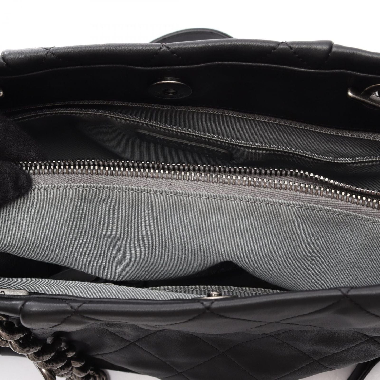Chanel Tote Quilted Black Lambskin Chain — view 7