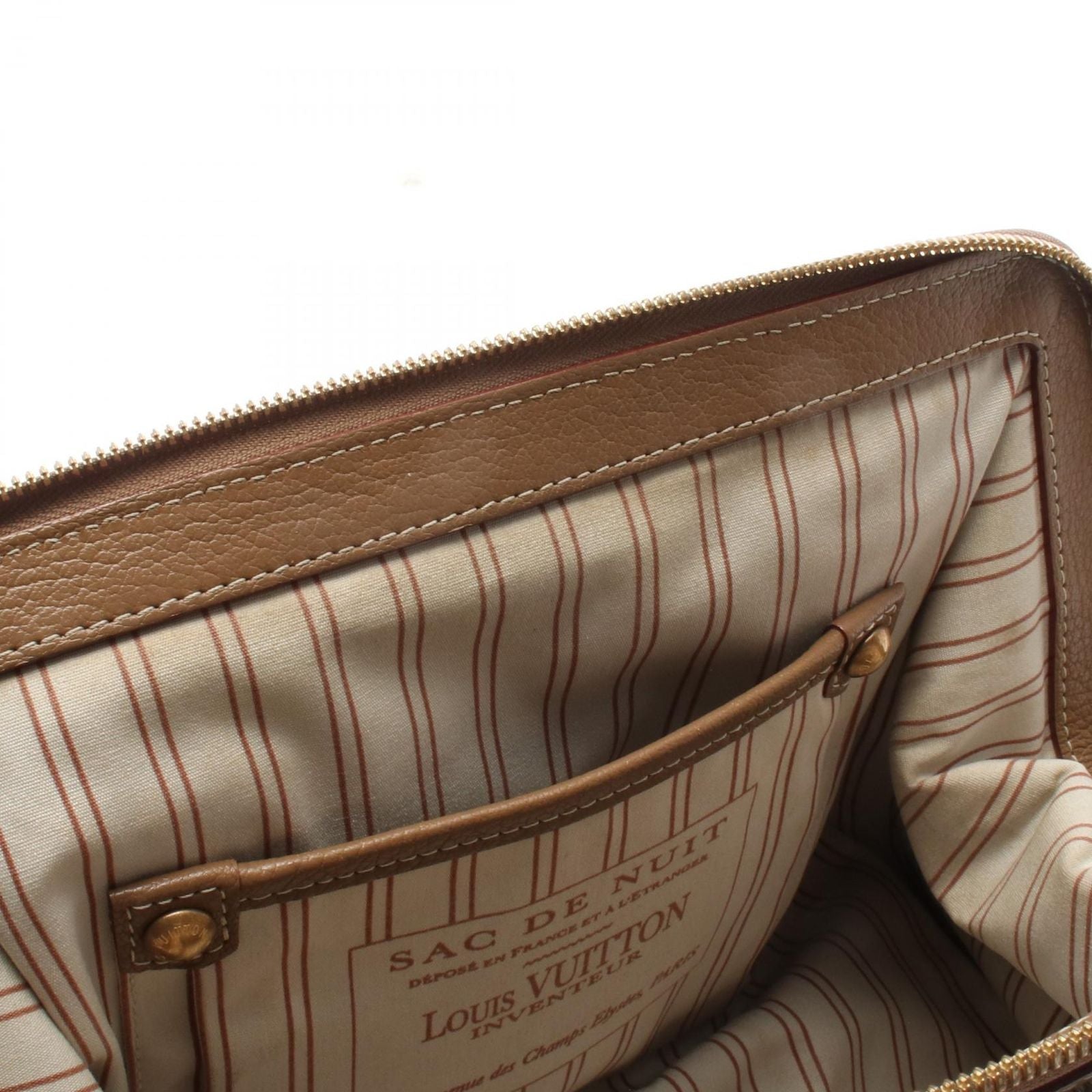 Louis Vuitton Handbag Trianon Sac de Nuit MM Beige Canvas Leather — view 6