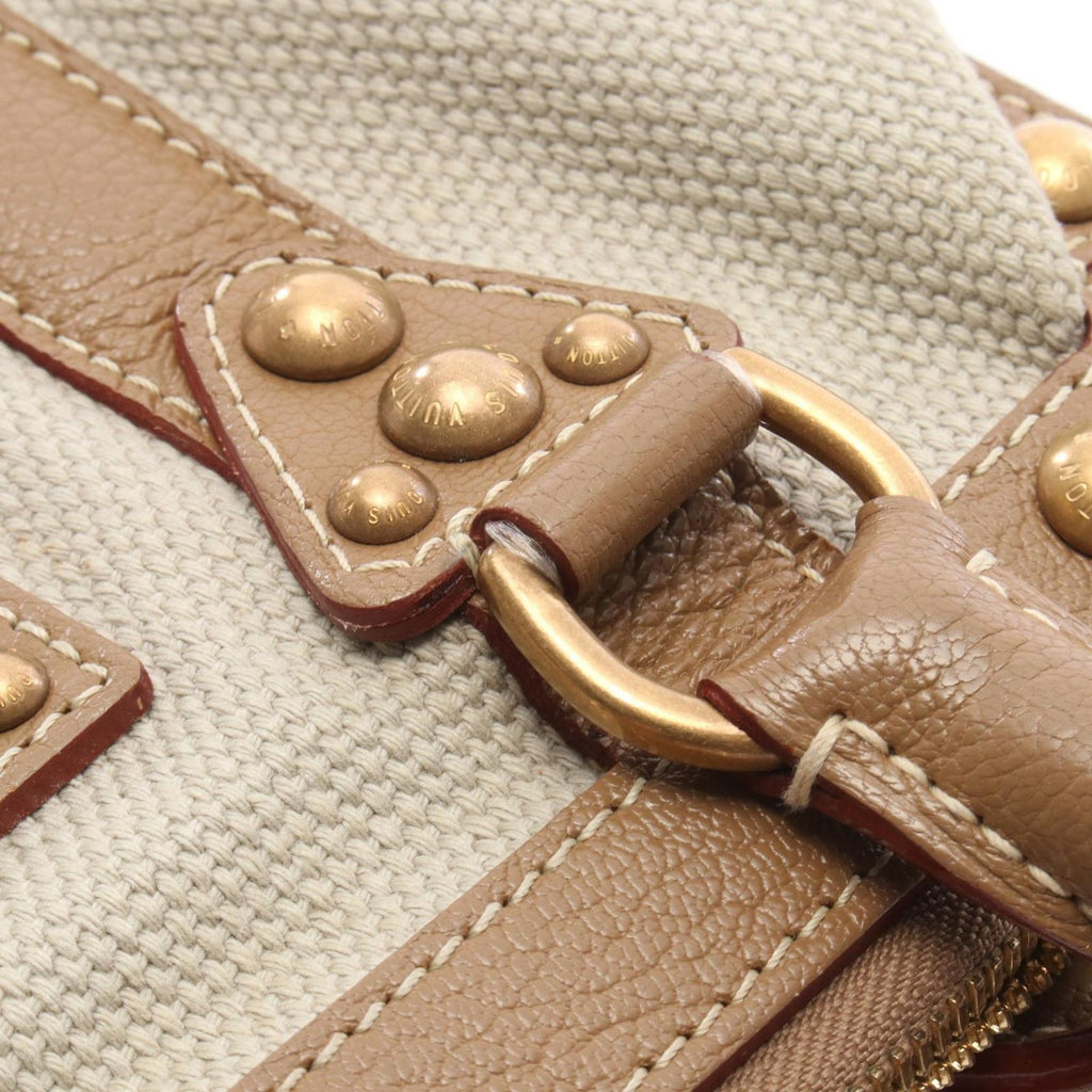 Louis Vuitton Handbag Trianon Sac de Nuit MM Beige Canvas Leather — view 9