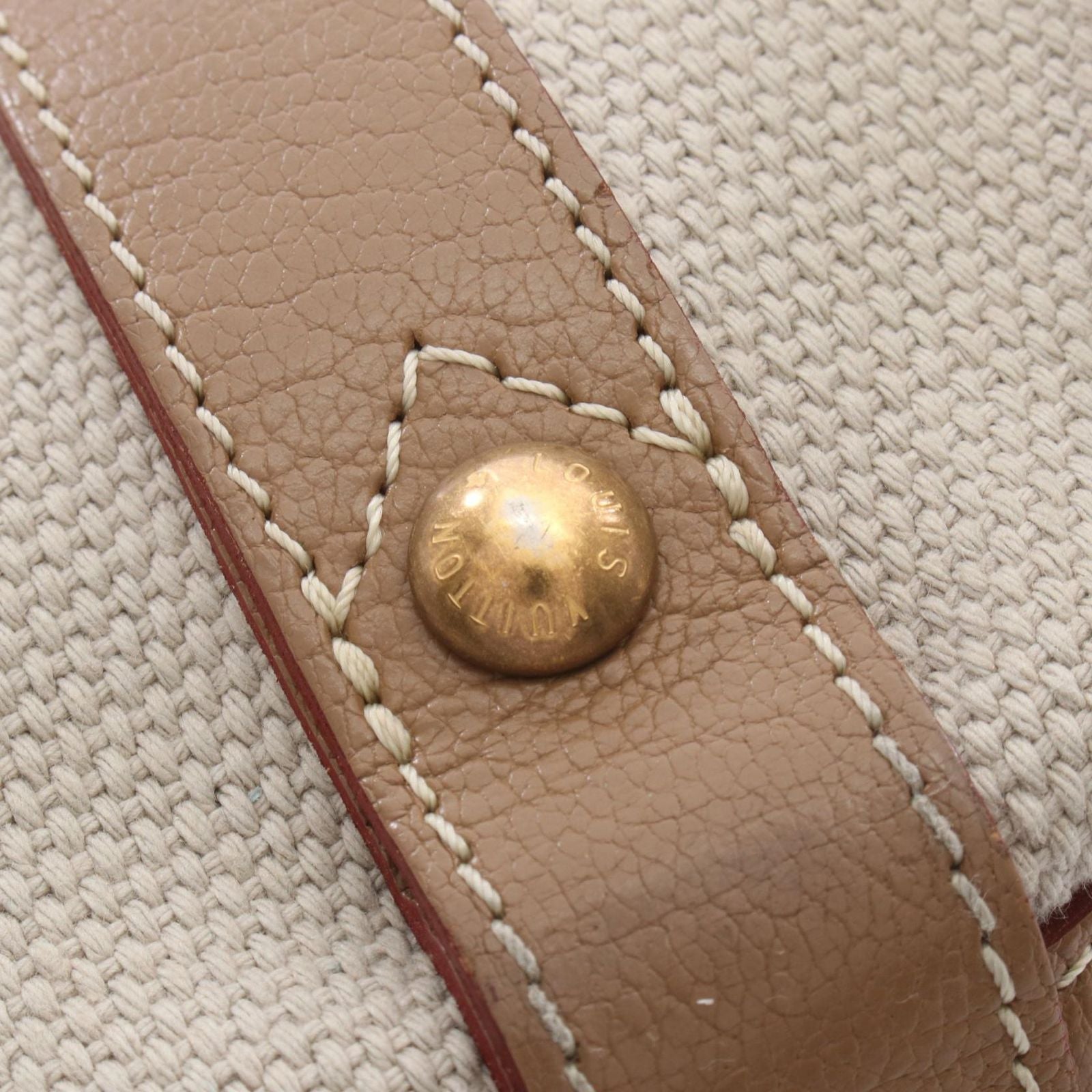 Louis Vuitton Handbag Trianon Sac de Nuit MM Beige Canvas Leather — view 7