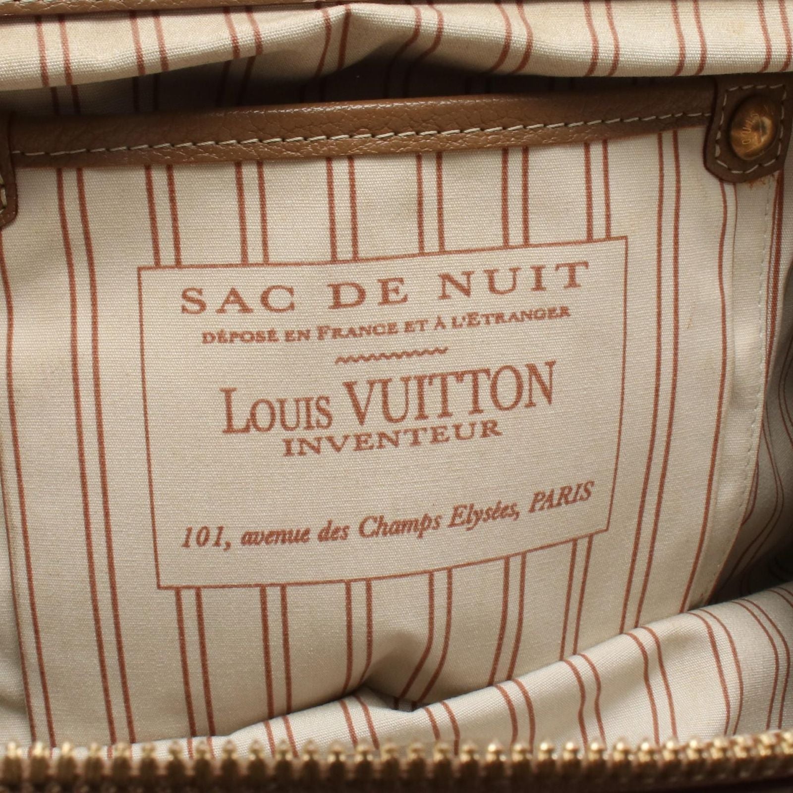 Louis Vuitton Handbag Trianon Sac de Nuit MM Beige Canvas Leather — view 4