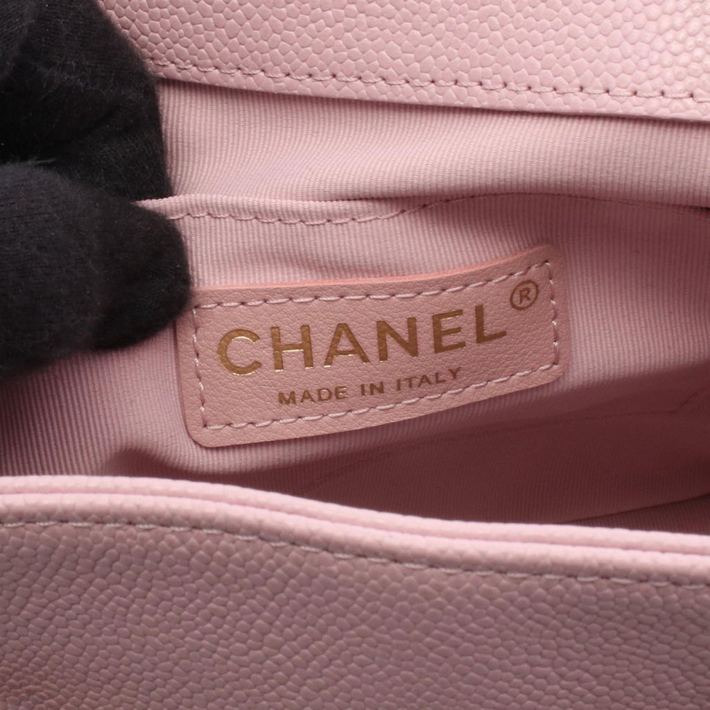Chanel Backpack Small Pink Caviar Leather Quilted Chain — view 4