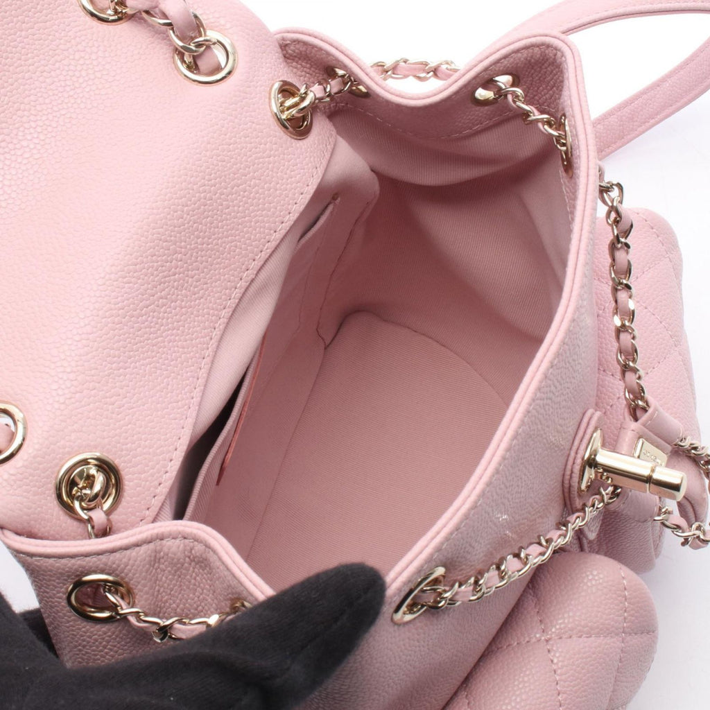 Chanel Backpack Small Pink Caviar Leather Quilted Chain — view 3