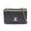 Chanel Shoulder Bag Quilted Black Lambskin Small Flap Chain