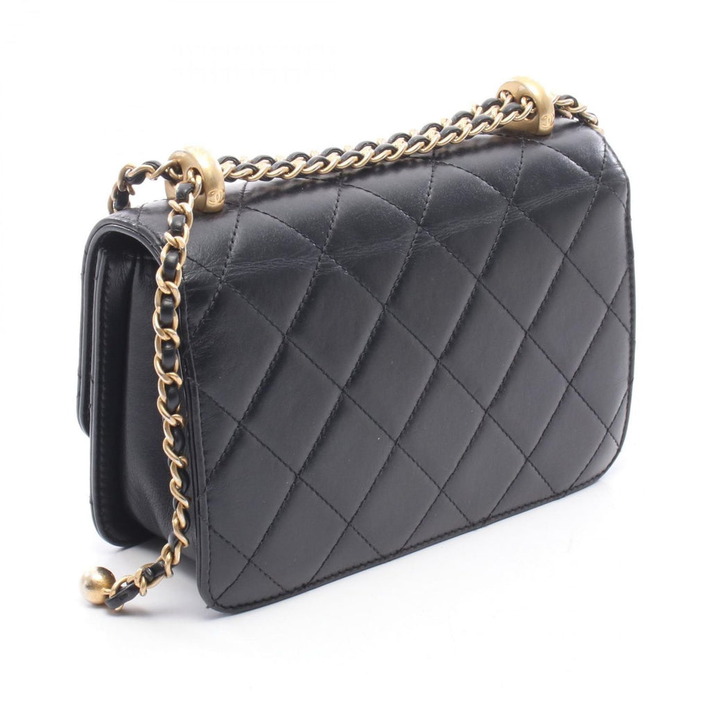 Chanel Shoulder Bag Quilted Black Lambskin Small Flap Chain — view 2