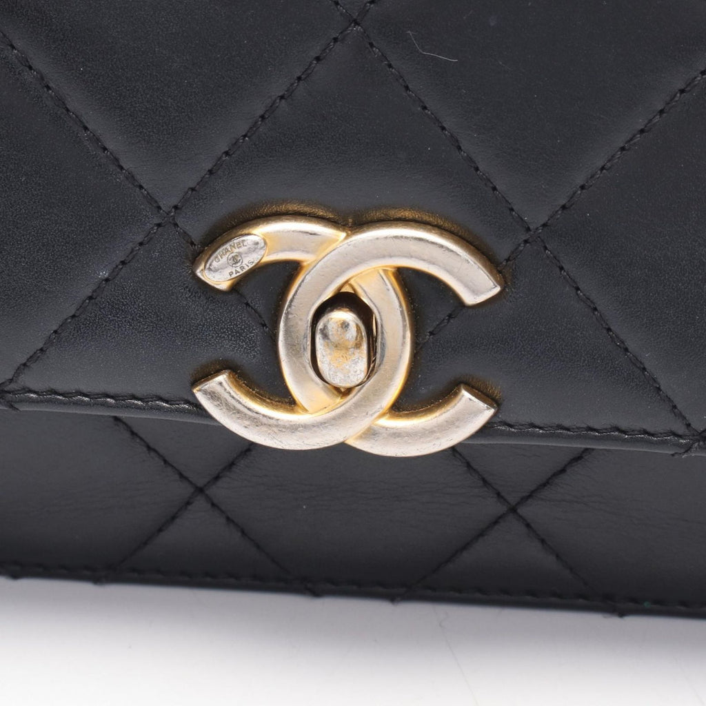 Chanel Shoulder Bag Quilted Black Lambskin Small Flap Chain — view 7