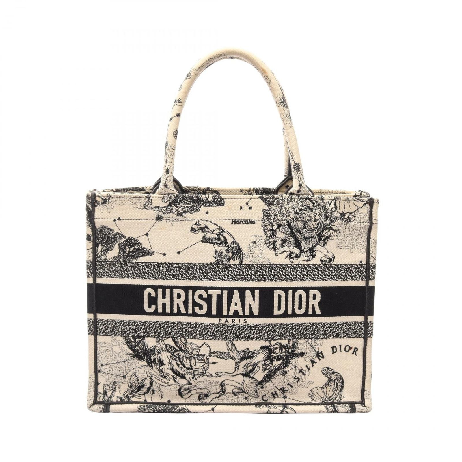 Dior Tote Book Zodiac White Black Canvas