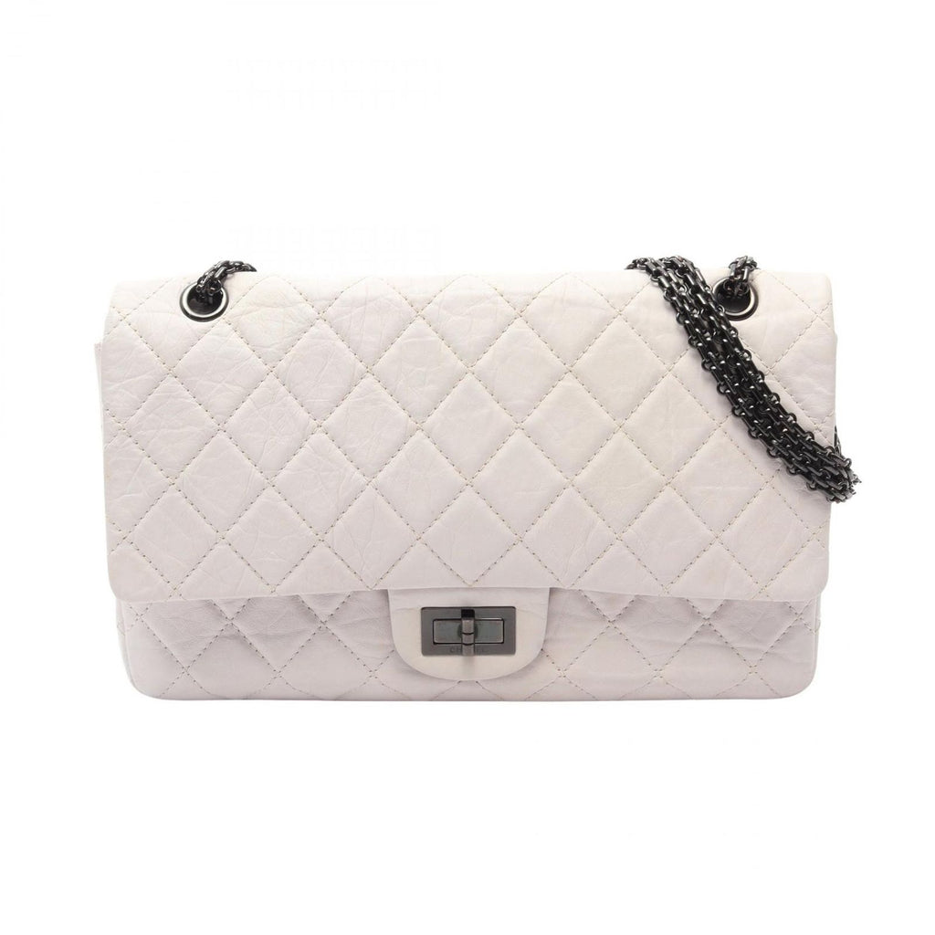 Chanel Shoulder Bag 2.55 Quilted Maxi Mademoiselle Chain Double Flap Off White