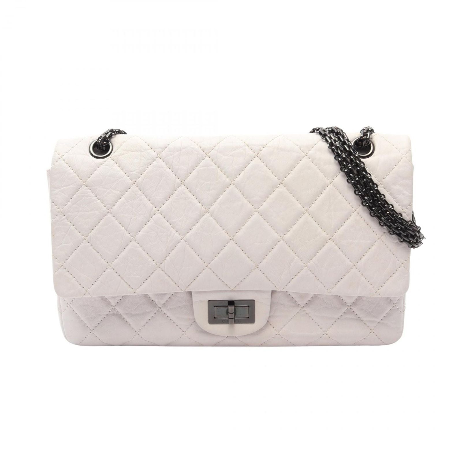 Chanel Shoulder Bag 2.55 Quilted Maxi Mademoiselle Chain Double Flap Off White