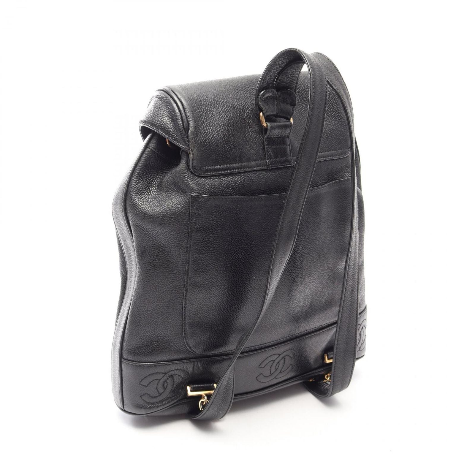 Chanel Backpack Triple CC Logo Black Caviar Leather Coco — view 2