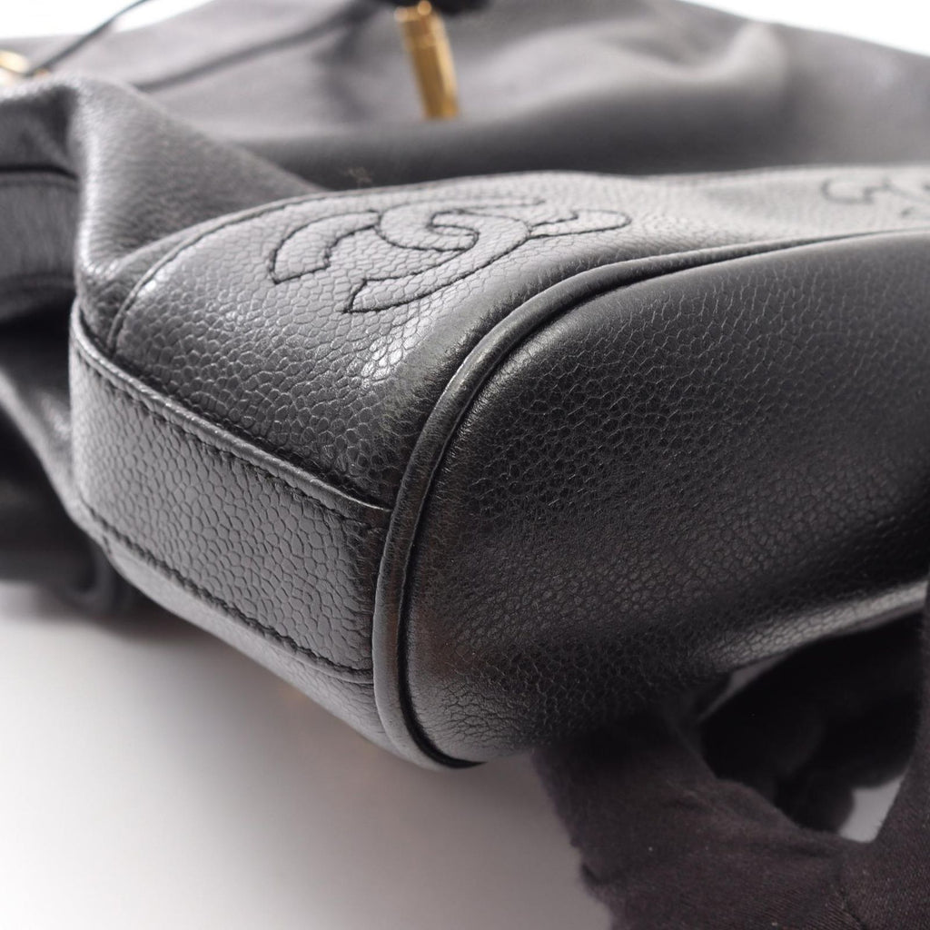 Chanel Backpack Triple CC Logo Black Caviar Leather Coco — view 9