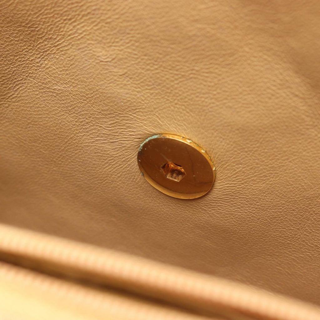 Chanel Shoulder Bag Quilted Single Flap Beige Black Lambskin Chain — view 6