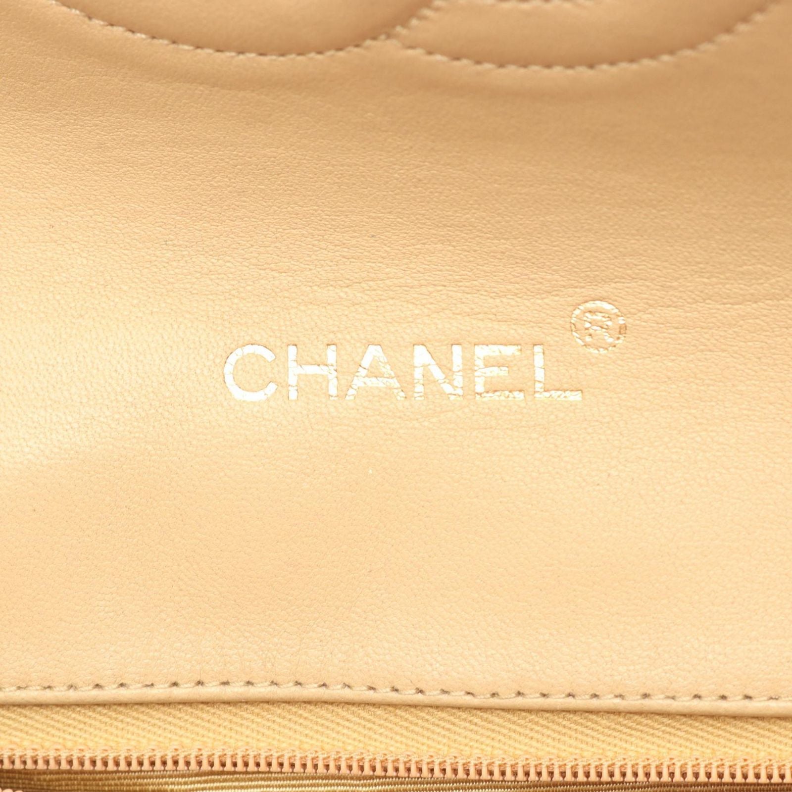 Chanel Shoulder Bag Quilted Single Flap Beige Black Lambskin Chain — view 4
