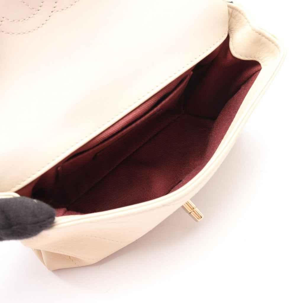 Chanel Shoulder Bag Blanc Stitch Mini Cream Lambskin Chain — view 3