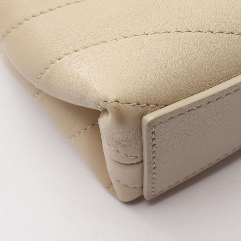 Chanel Shoulder Bag Blanc Stitch Mini Cream Lambskin Chain — view 8