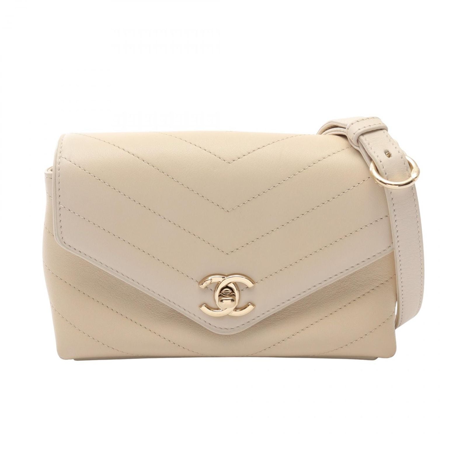 Chanel Shoulder Bag Blanc Stitch Mini Cream Lambskin Chain