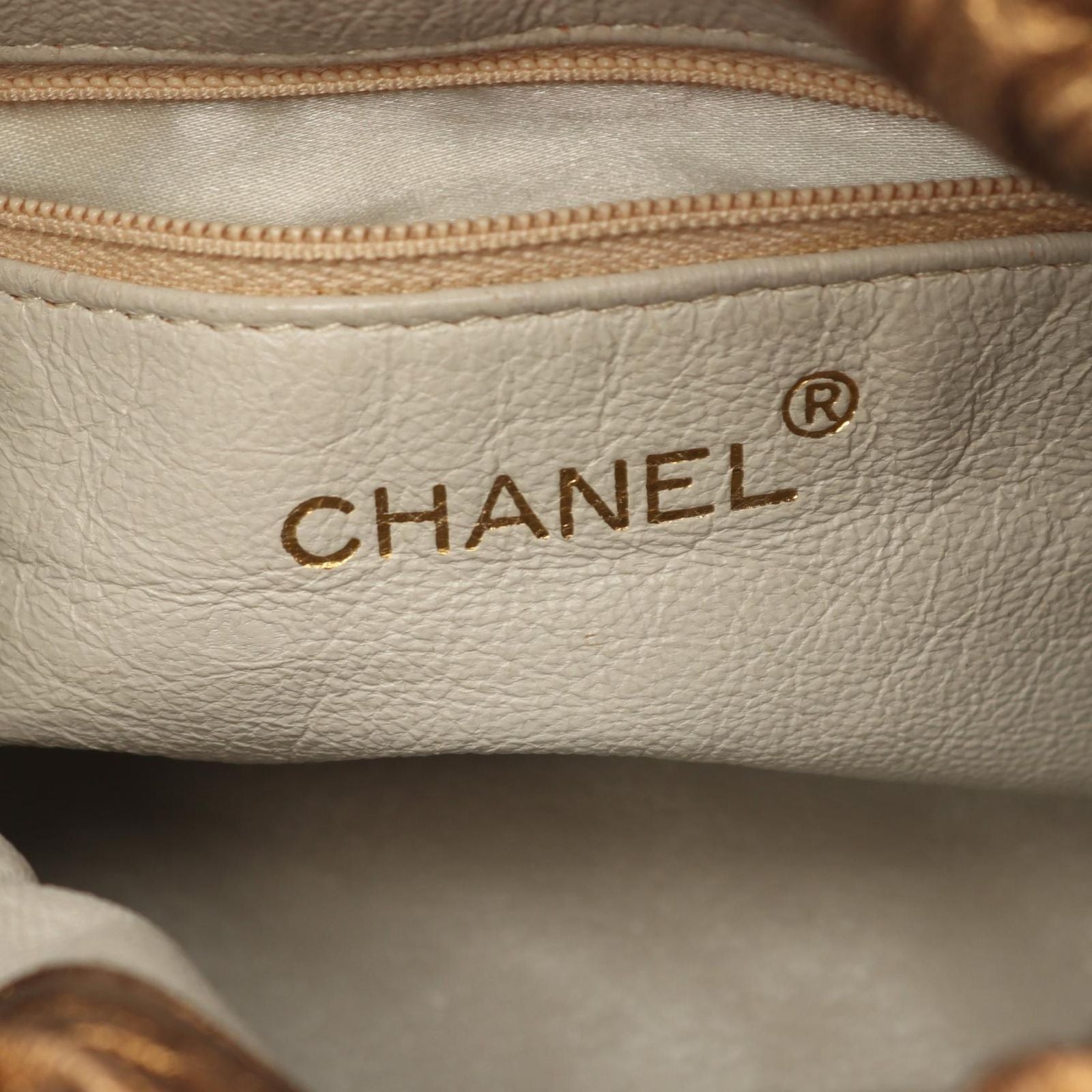 Chanel Shoulder Bag Quilted Drawstring Metallic Gold Lambskin Fringe Chain — view 4