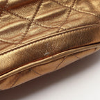 Chanel Shoulder Bag Quilted Drawstring Metallic Gold Lambskin Fringe Chain — view 7
