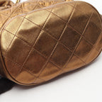 Chanel Shoulder Bag Quilted Drawstring Metallic Gold Lambskin Fringe Chain — view 8