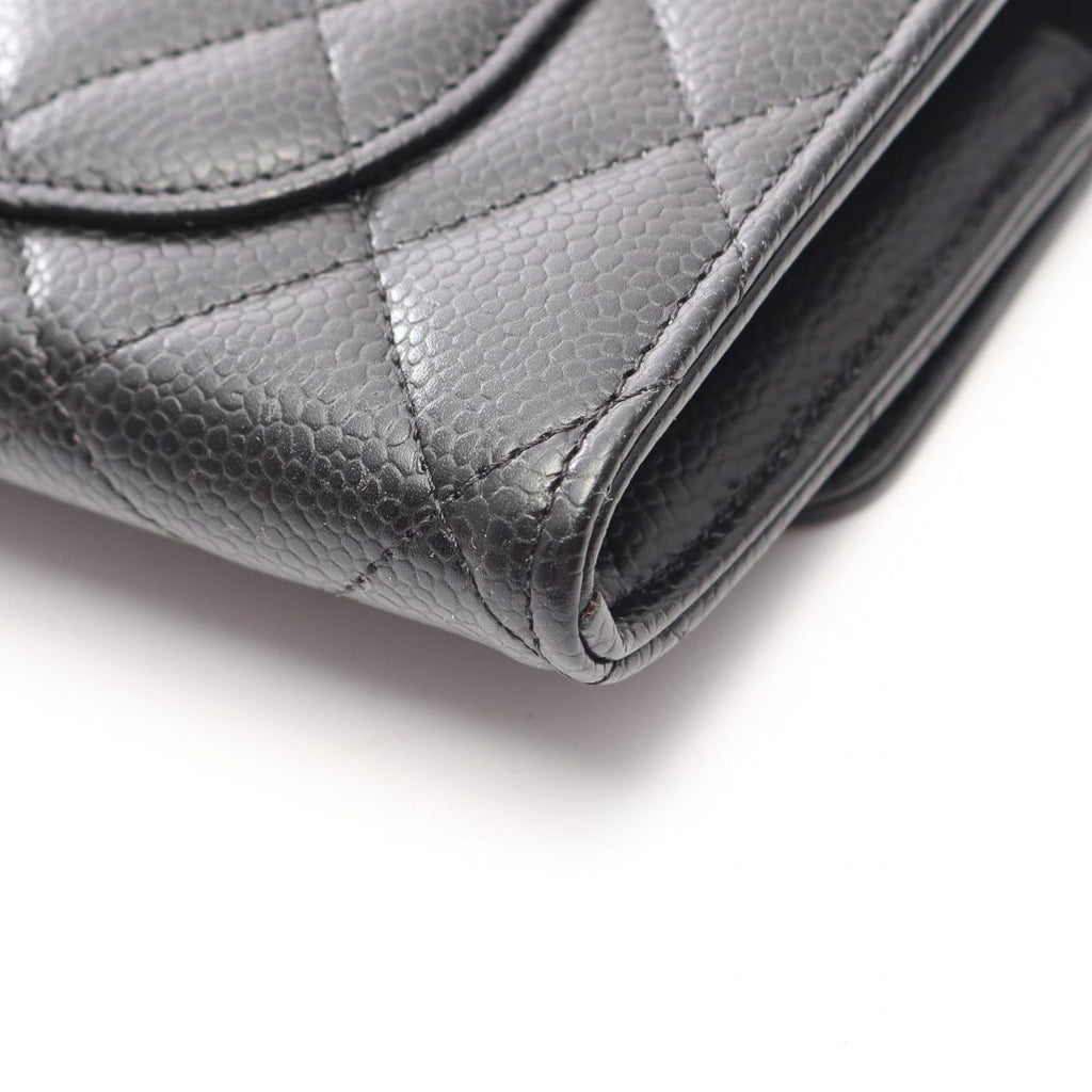 Chanel Bifold Wallet Classic Long Flap Quilted Black Caviar Leather — view 6