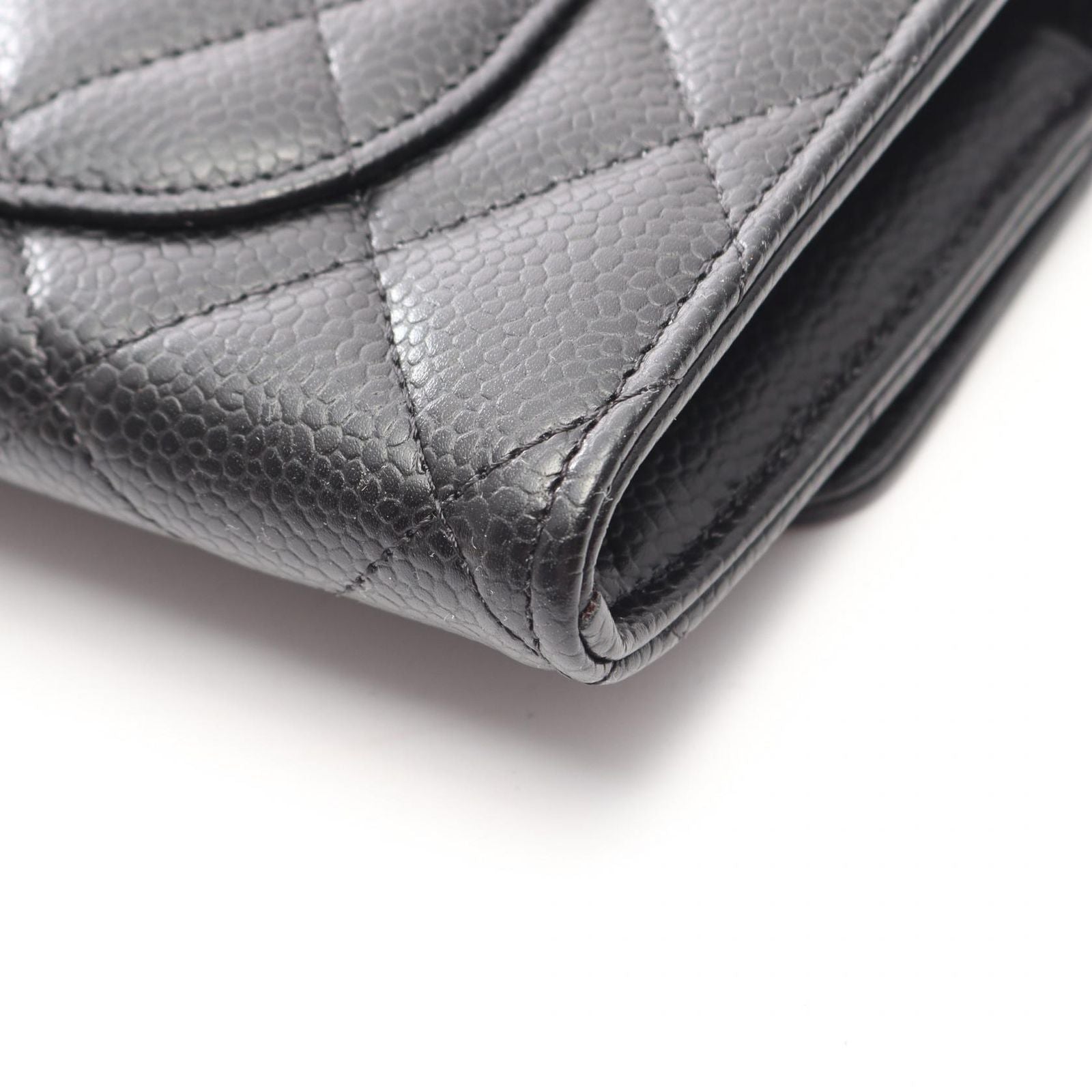 Chanel Bifold Wallet Classic Long Flap Quilted Black Caviar Leather — view 6