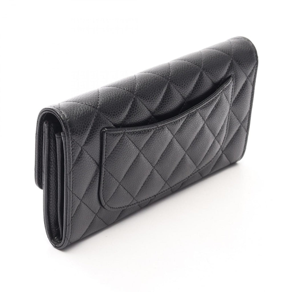 Chanel Bifold Wallet Classic Long Flap Quilted Black Caviar Leather — view 2