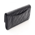 Chanel Bifold Wallet Classic Long Flap Quilted Black Caviar Leather — view 2
