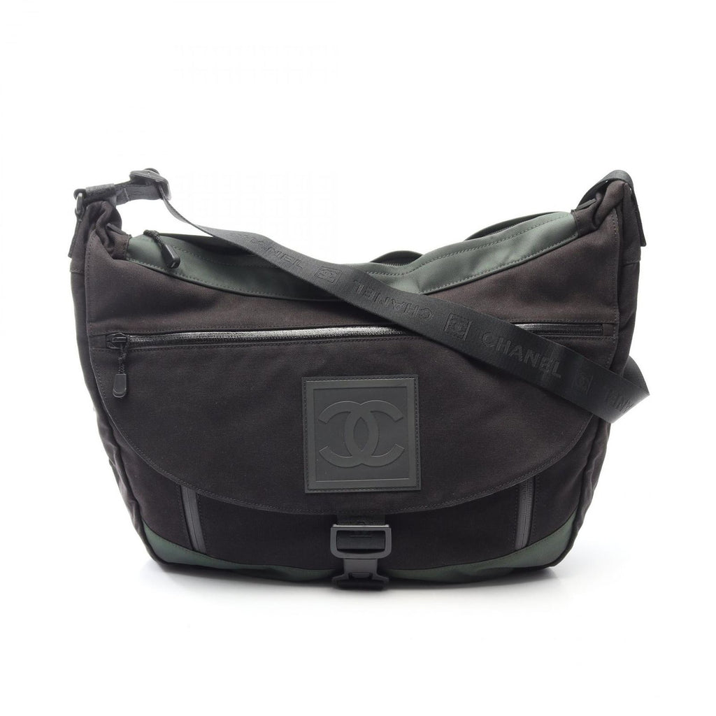 Chanel Shoulder Bag Sports Line CC Logo Black Green Canvas