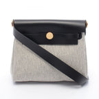 Hermes Shoulder Bag Herbag Zip Mini Ecru Black Canvas Leather