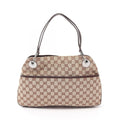 Gucci Shoulder Bag GG Canvas Beige Dark Brown Eclipse