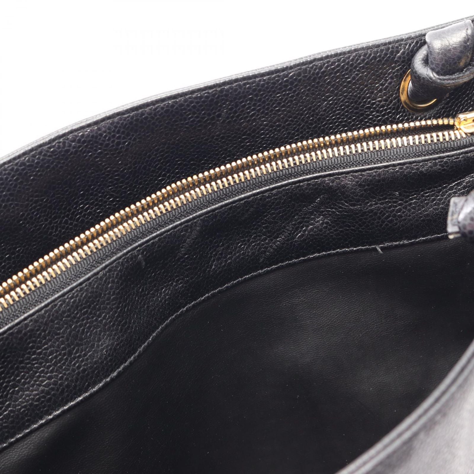 Chanel Tote CC Logo Black Caviar Leather CC Shoulder — view 9