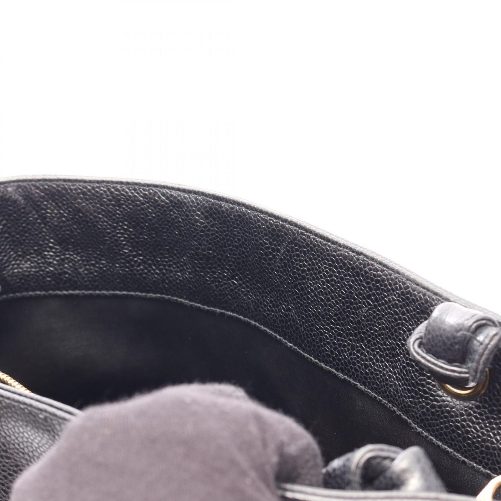 Chanel Tote CC Logo Black Caviar Leather CC Shoulder — view 8