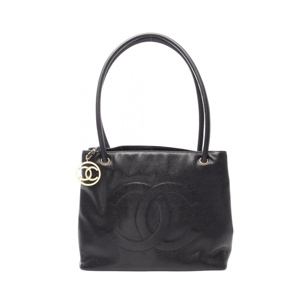 Chanel Tote CC Logo Black Caviar Leather CC Shoulder