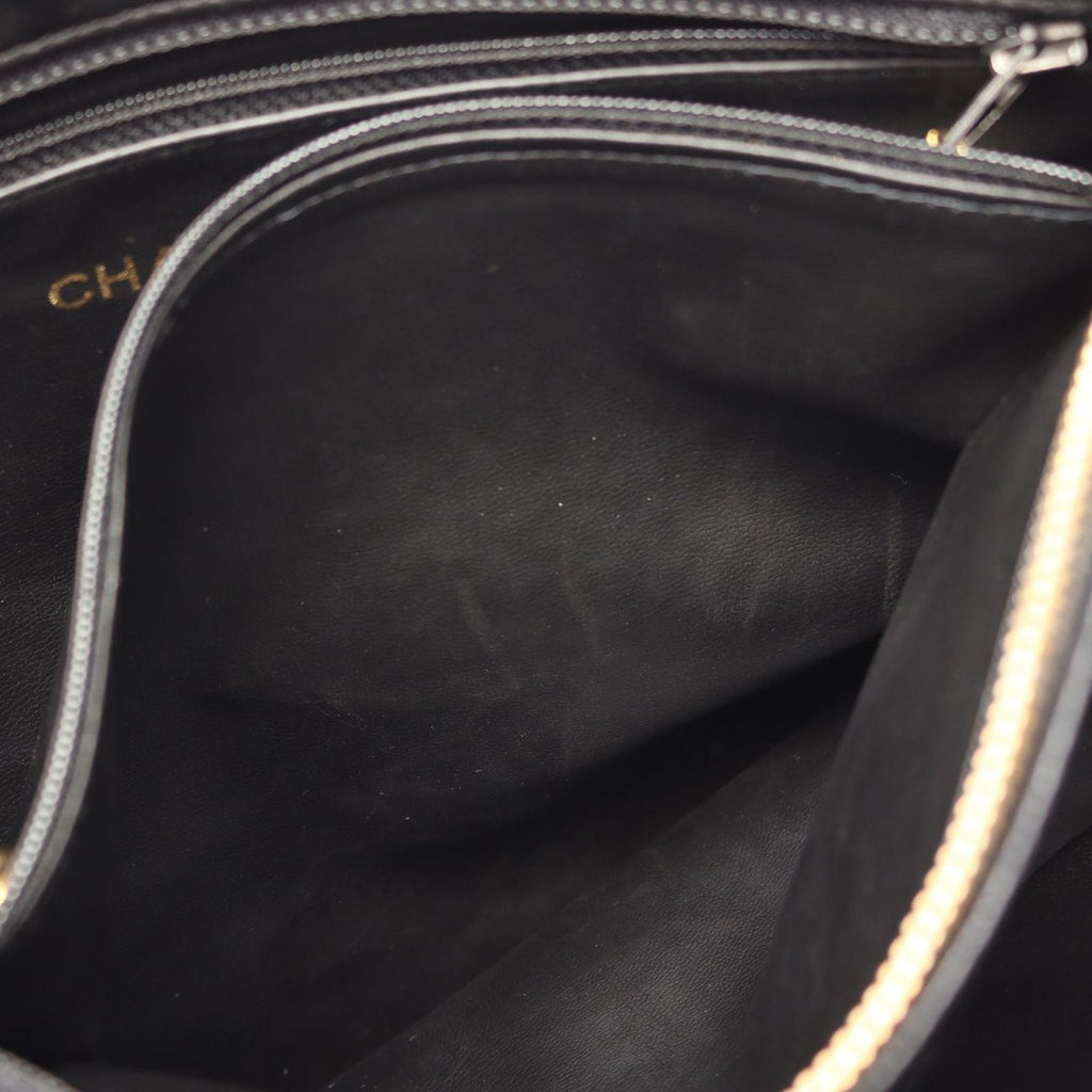Chanel Tote CC Logo Black Caviar Leather CC Shoulder — view 7
