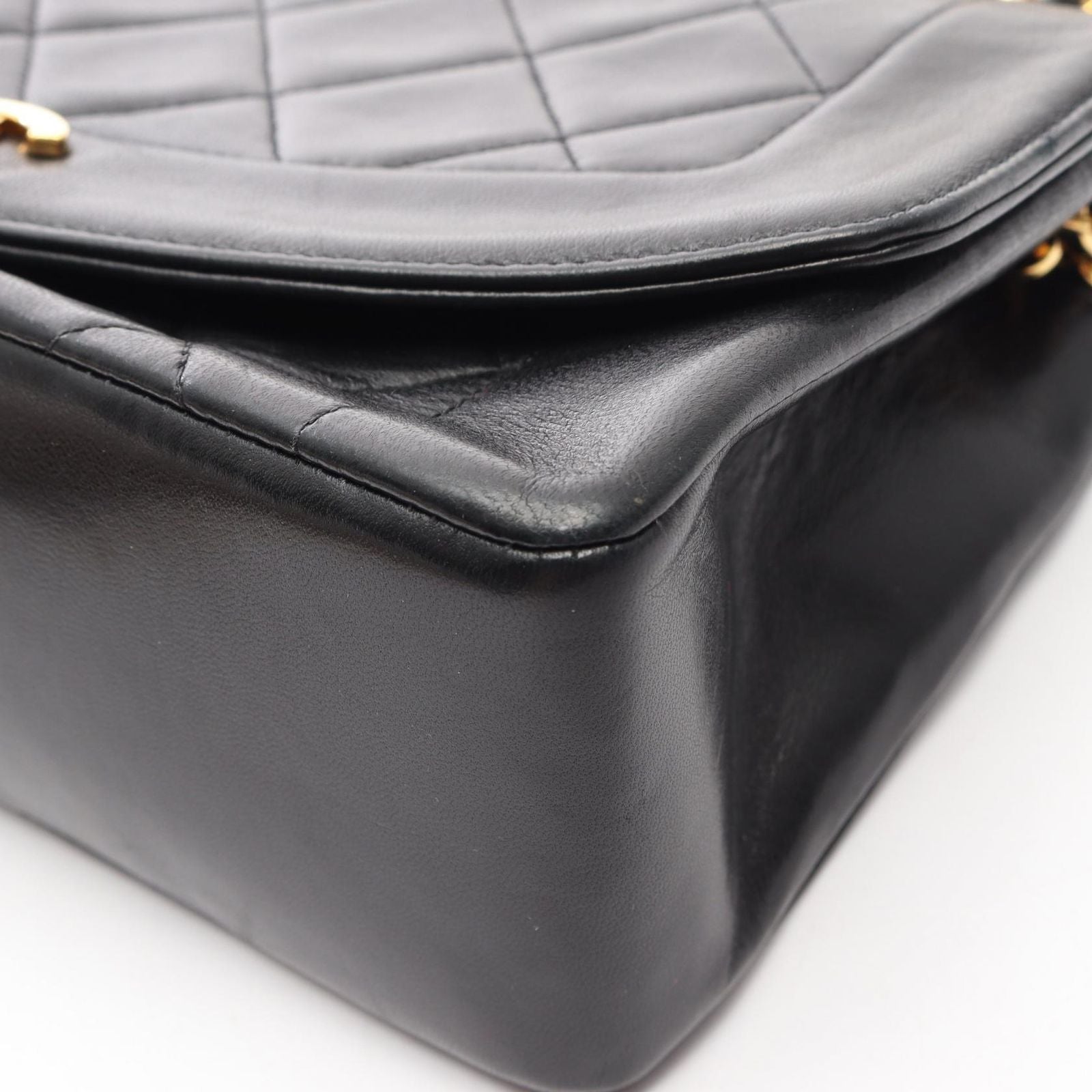 Chanel Shoulder Bag Quilted Diana Flap Black Lambskin Chain — view 9