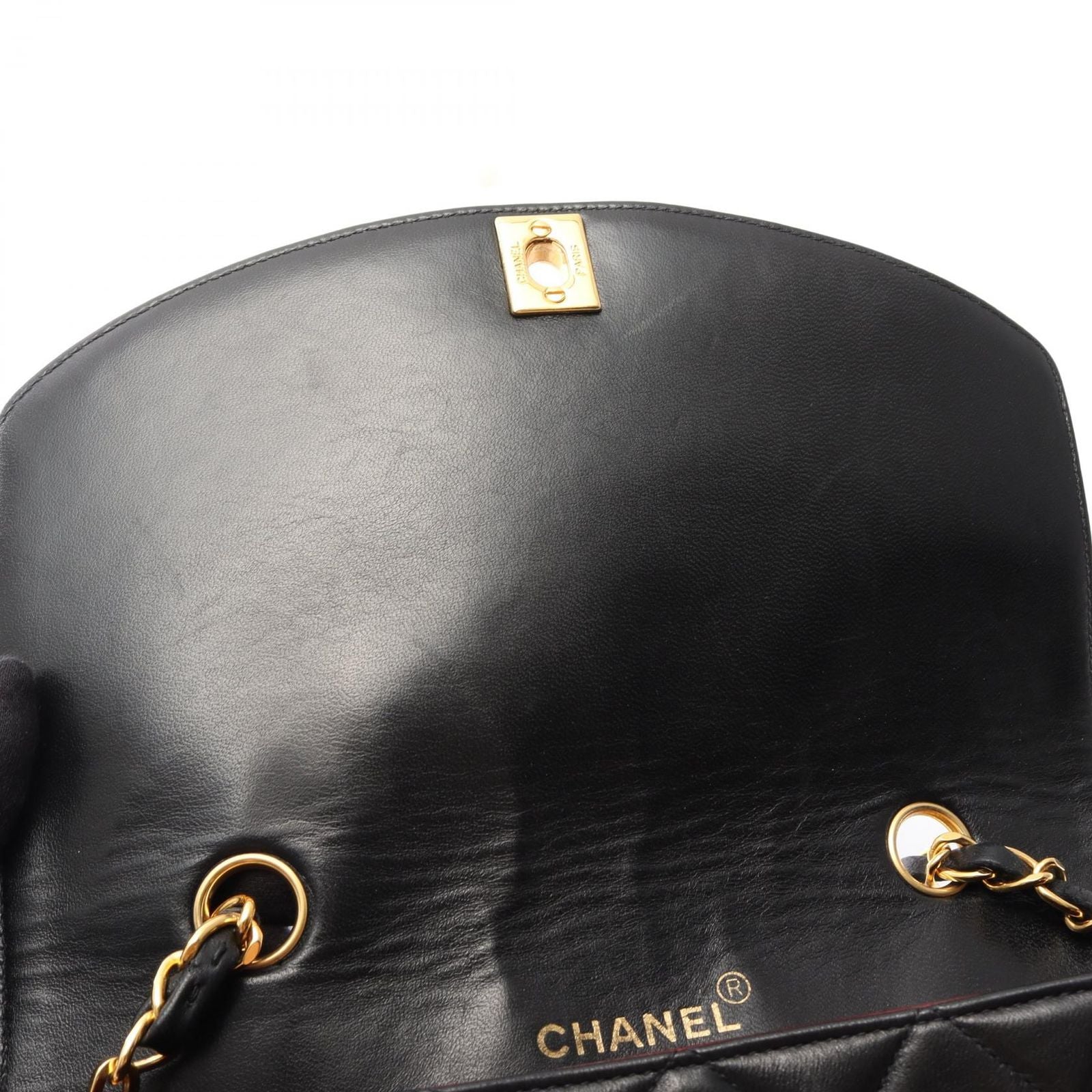Chanel Shoulder Bag Quilted Diana Flap Black Lambskin Chain — view 8