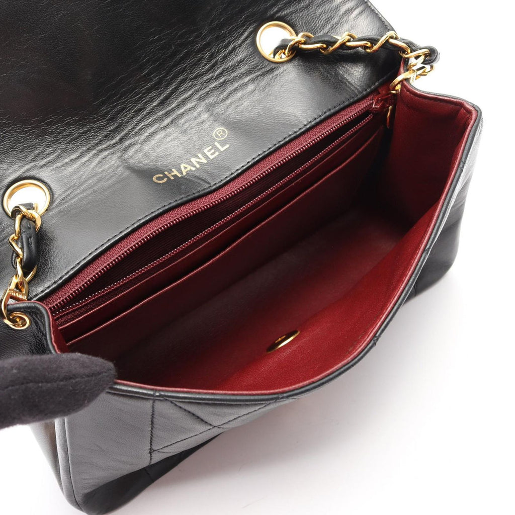 Chanel Shoulder Bag Quilted Diana Flap Black Lambskin Chain — view 3