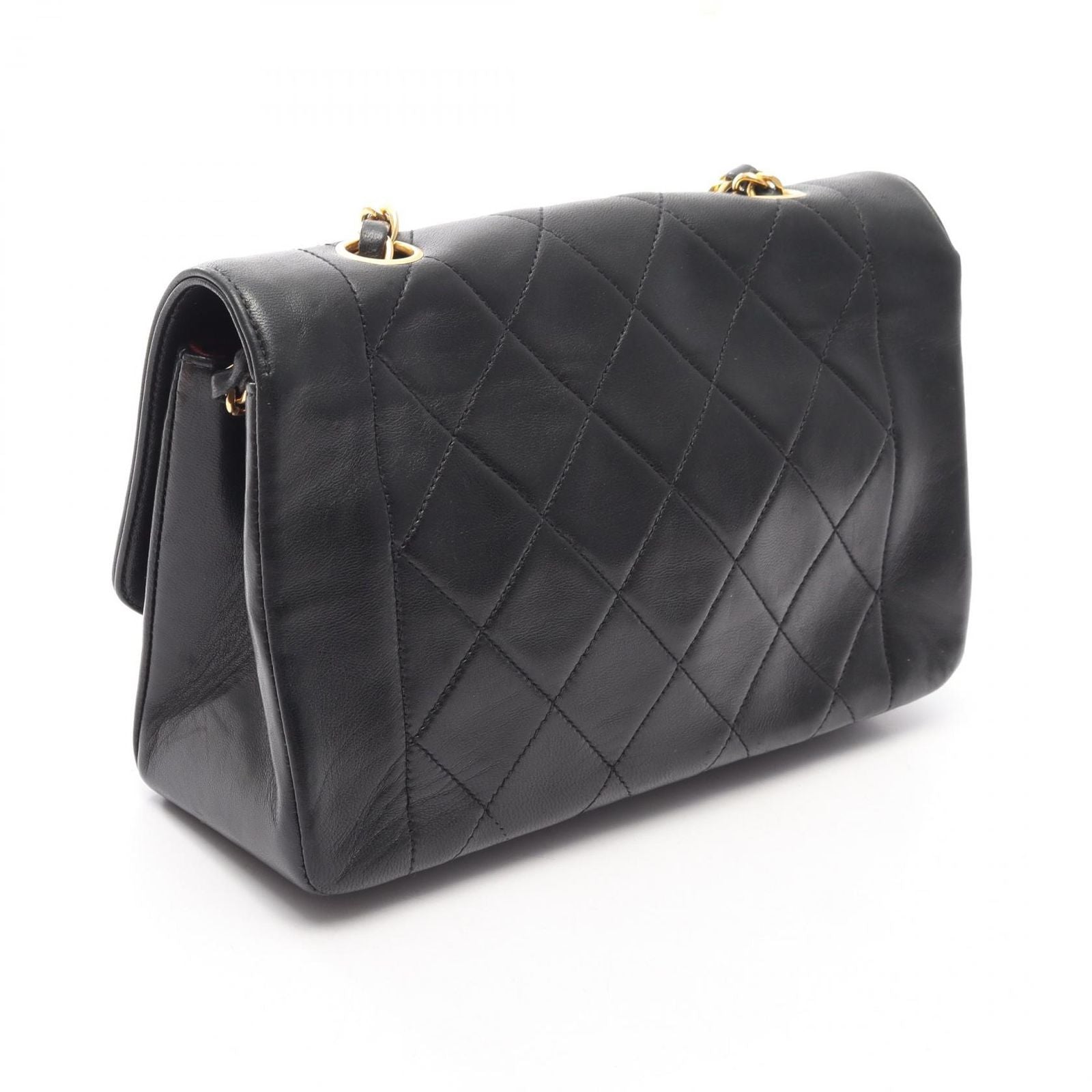 Chanel Shoulder Bag Quilted Diana Flap Black Lambskin Chain — view 2