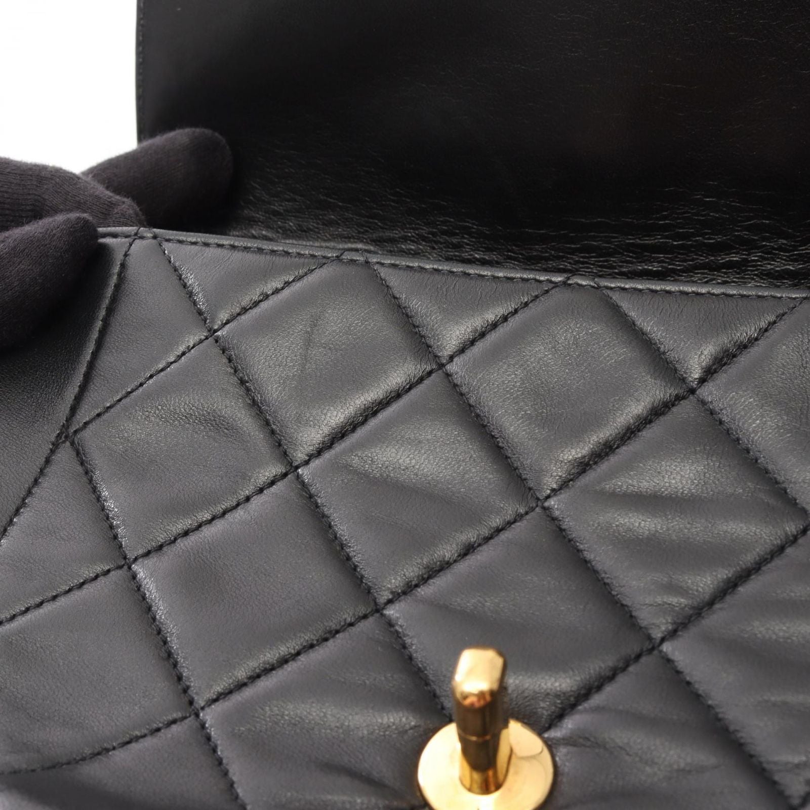Chanel Shoulder Bag Quilted Diana Flap Black Lambskin Chain — view 7
