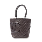 Chanel Tote Cambon Line Dark Brown Leather Patent