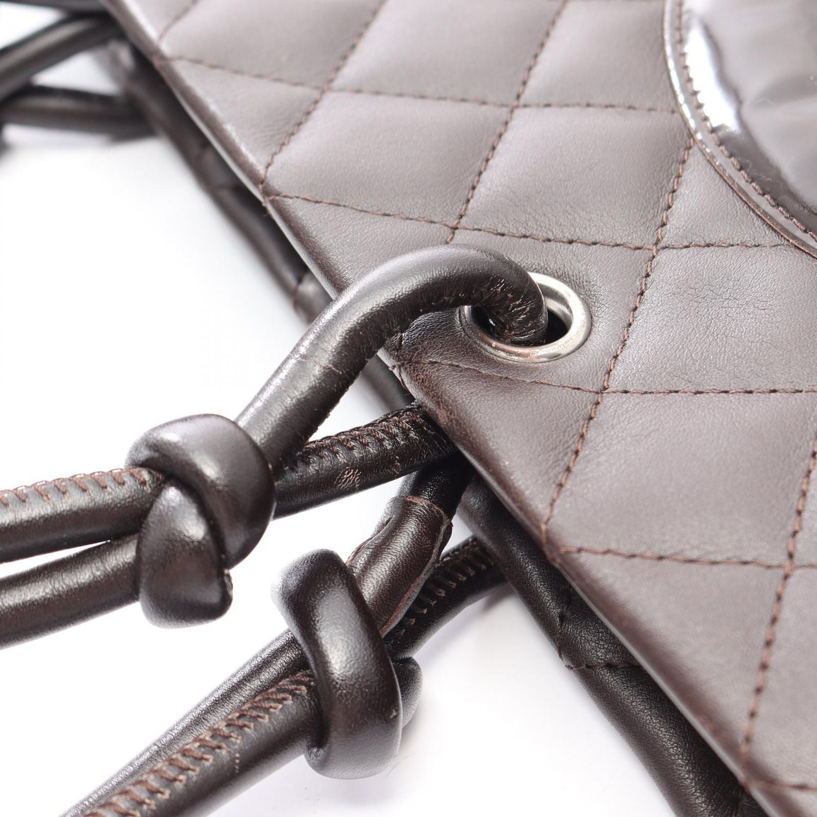 Chanel Tote Cambon Line Dark Brown Leather Patent — view 9