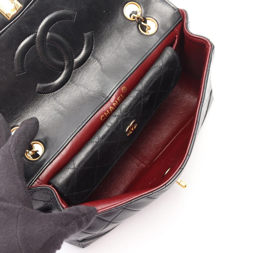 Chanel Shoulder Bag Quilted Single Flap Black Lambskin Chain — view 3
