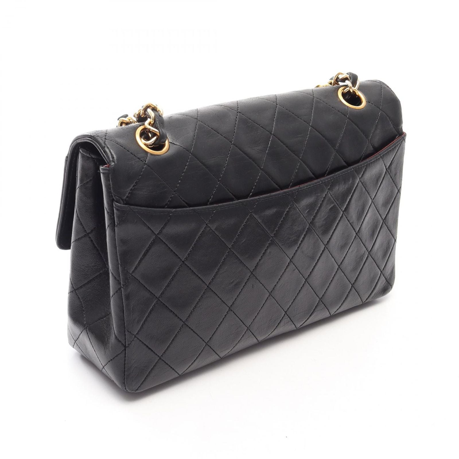 Chanel Shoulder Bag Quilted Single Flap Black Lambskin Chain — view 2