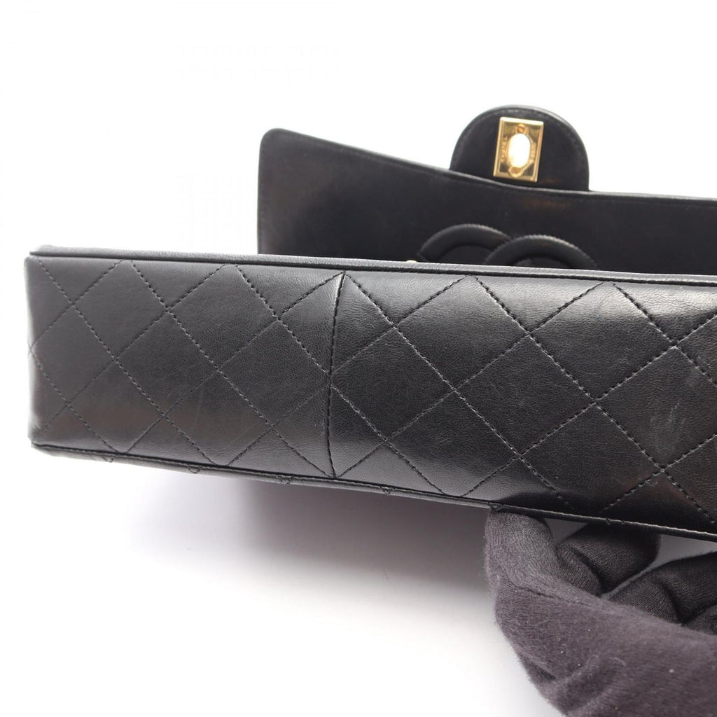 Chanel Shoulder Bag Quilted Single Flap Black Lambskin Chain — view 9