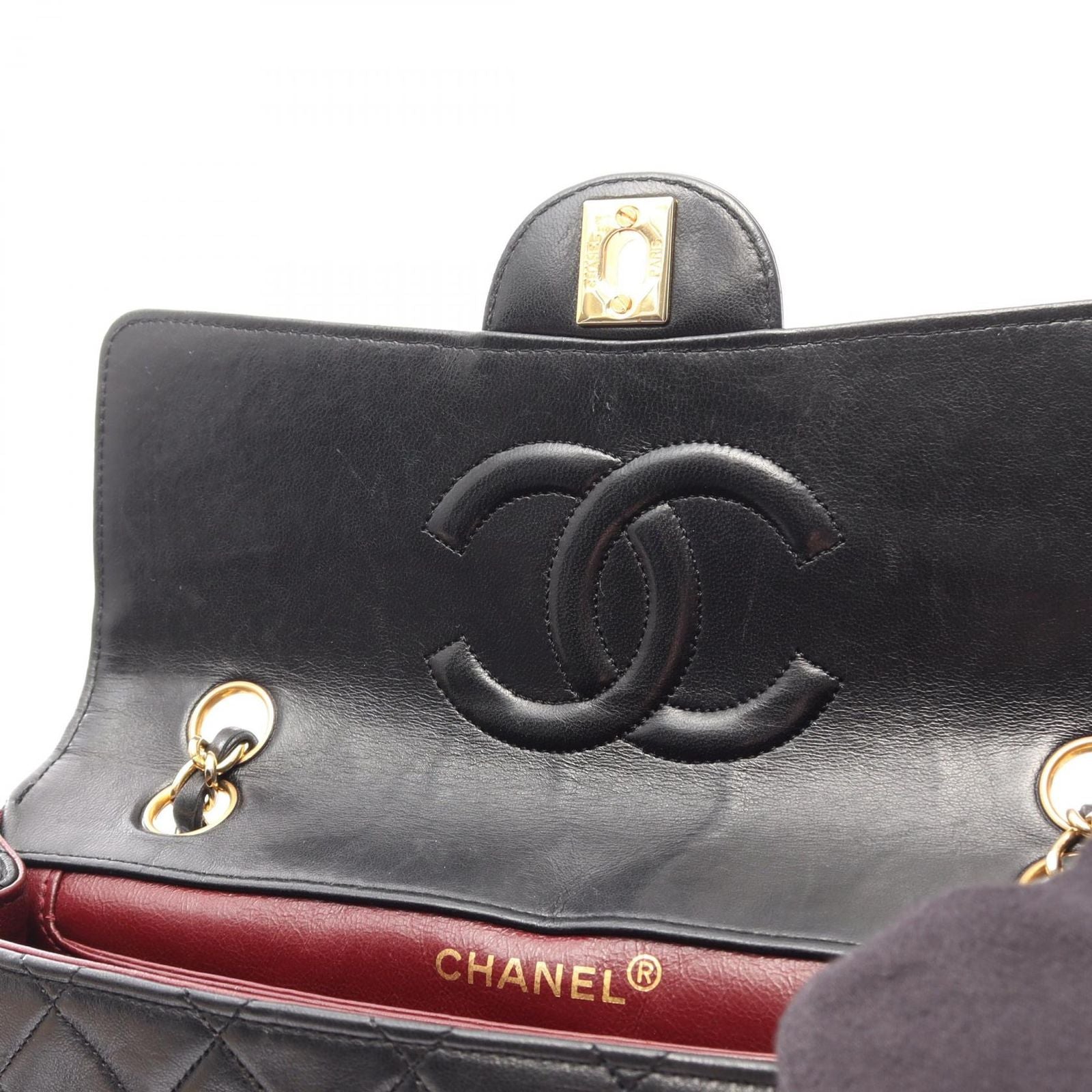 Chanel Shoulder Bag Quilted Single Flap Black Lambskin Chain — view 8