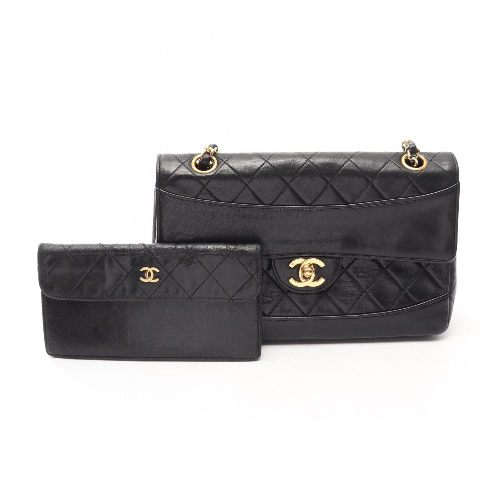 Chanel Shoulder Bag Quilted Single Flap Black Lambskin Chain — view 6