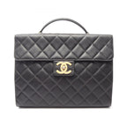 Chanel Briefcase Quilted Black Caviar Leather