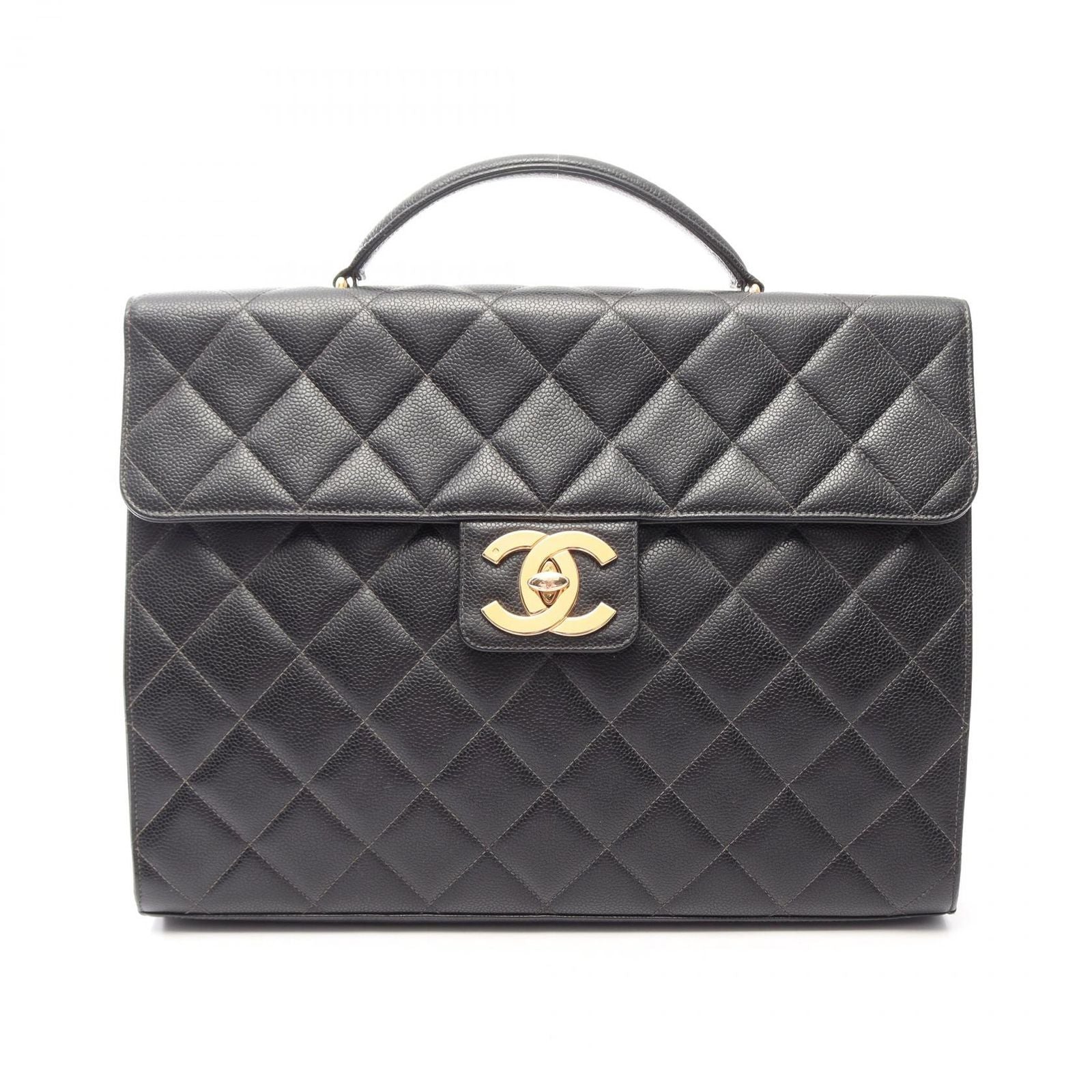 Chanel Briefcase Quilted Black Caviar Leather