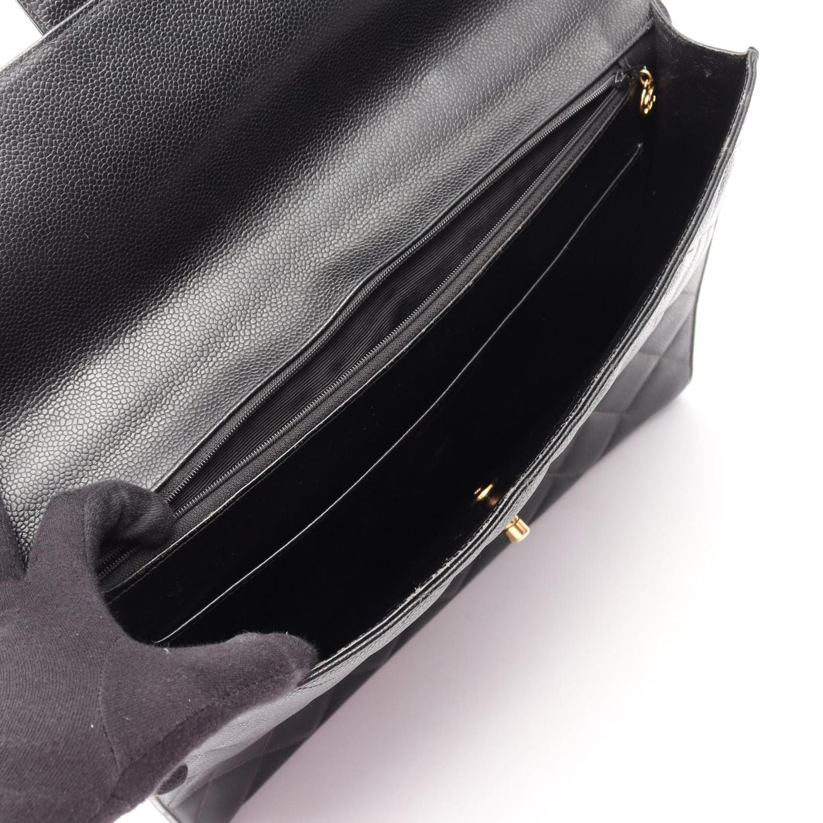 Chanel Briefcase Quilted Black Caviar Leather — view 3